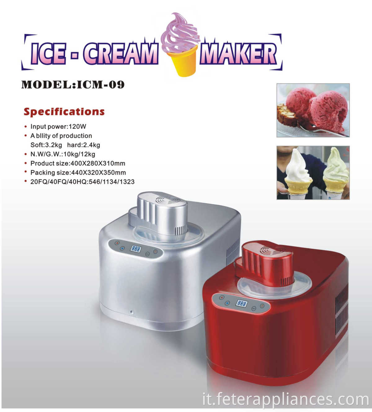 Macchina per gelato 220V per uso domestico Macchina per gelato Macchina per ghiaccio portatile Disponibile Operazione facile Alta qualità 0.6L